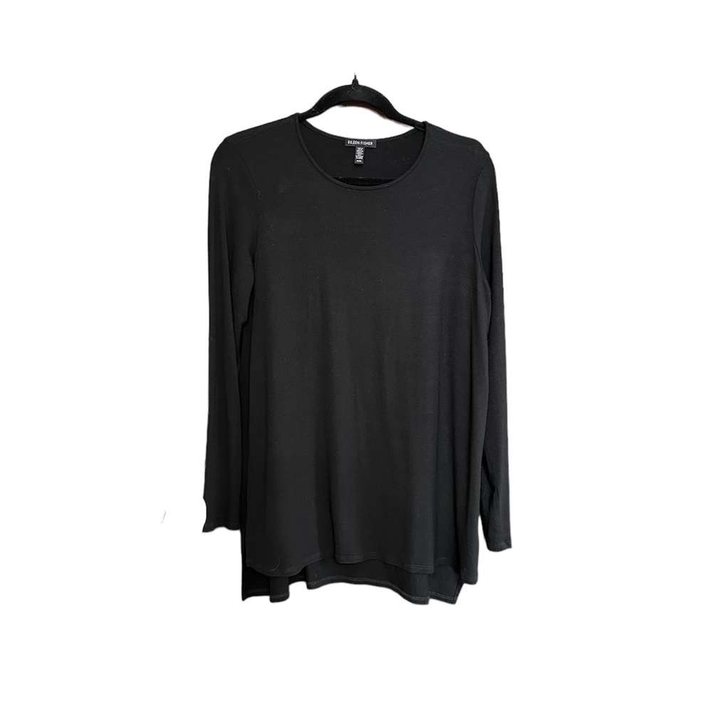 Eileen Fisher Black Long Sleeve Knit Top, Medium